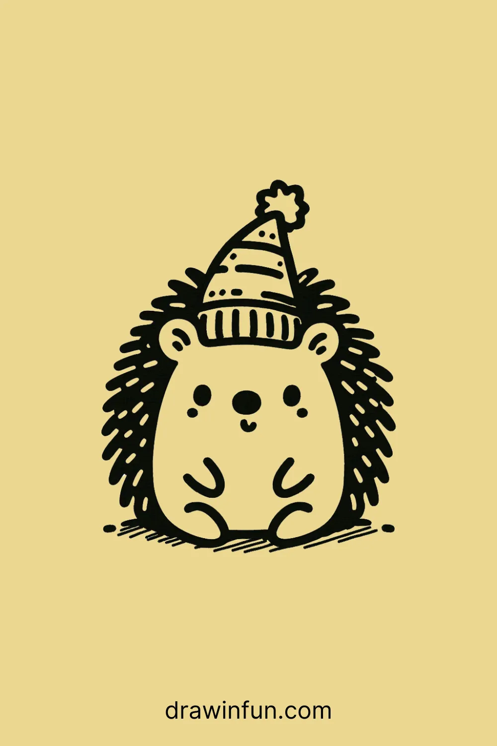 A hedgehog wearing a hat easy drawing