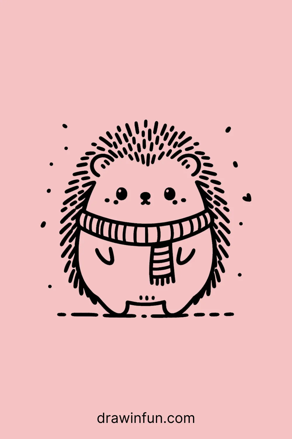 A hedgehog wearing a scarf easy drawing