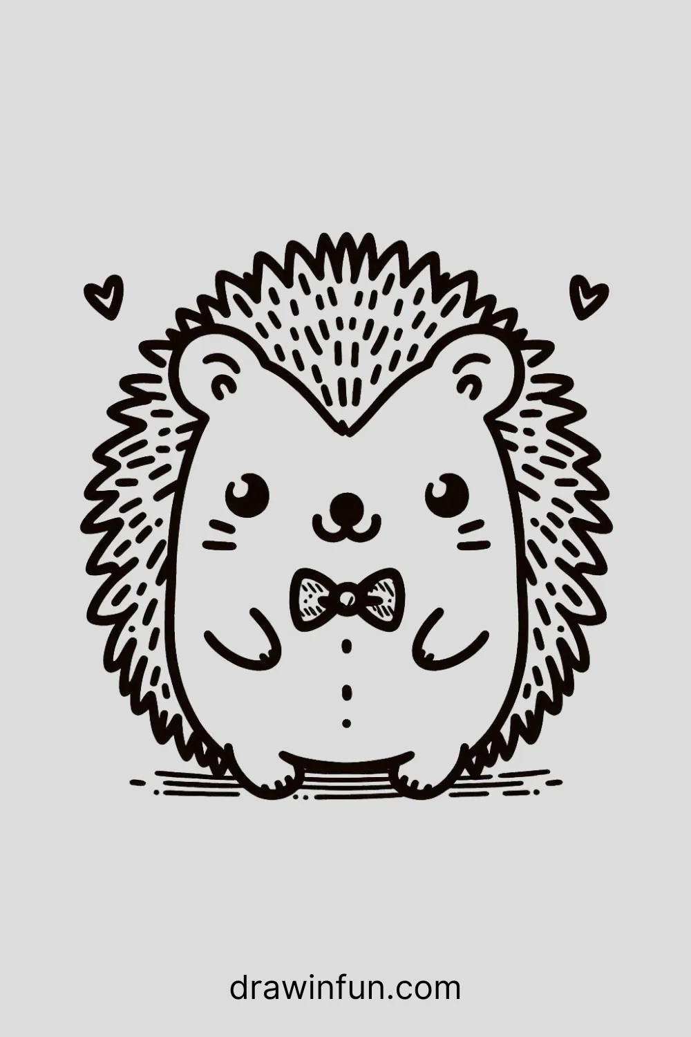 A hedgehog wearing a bow tie easy drawing