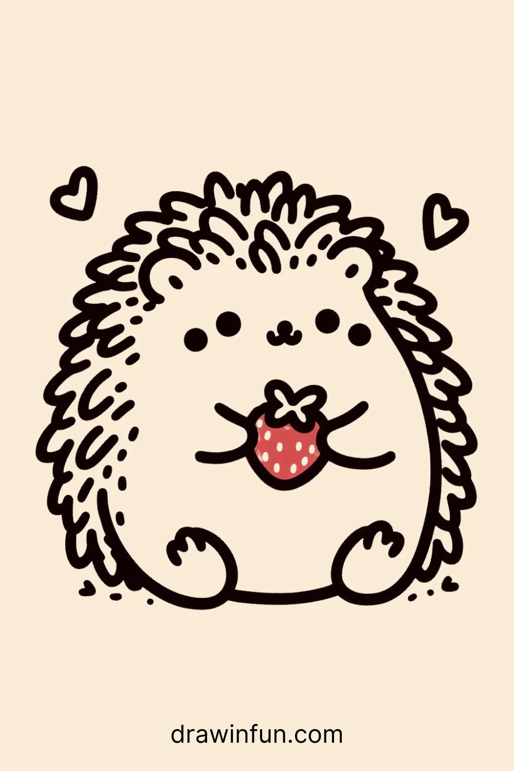 A hedgehog holding a fruit easy drawing