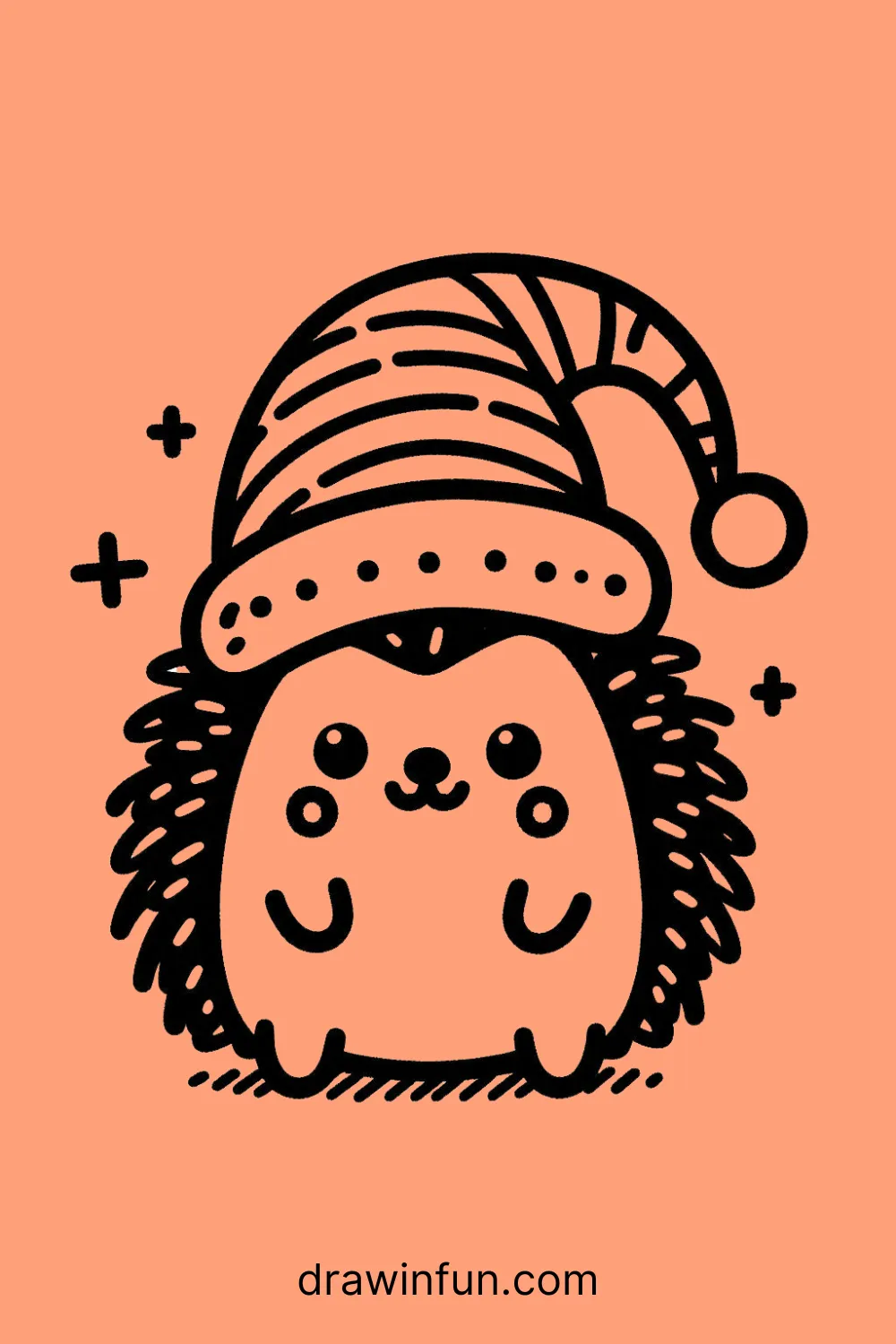 A hedgehog wearing a hat easy drawing