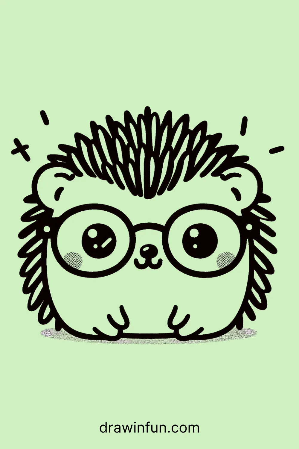 A hedgehog with glasses easy drawing