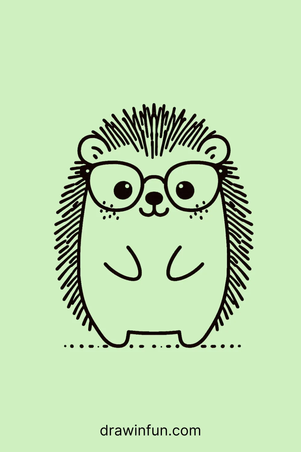 A hedgehog with glasses easy drawing