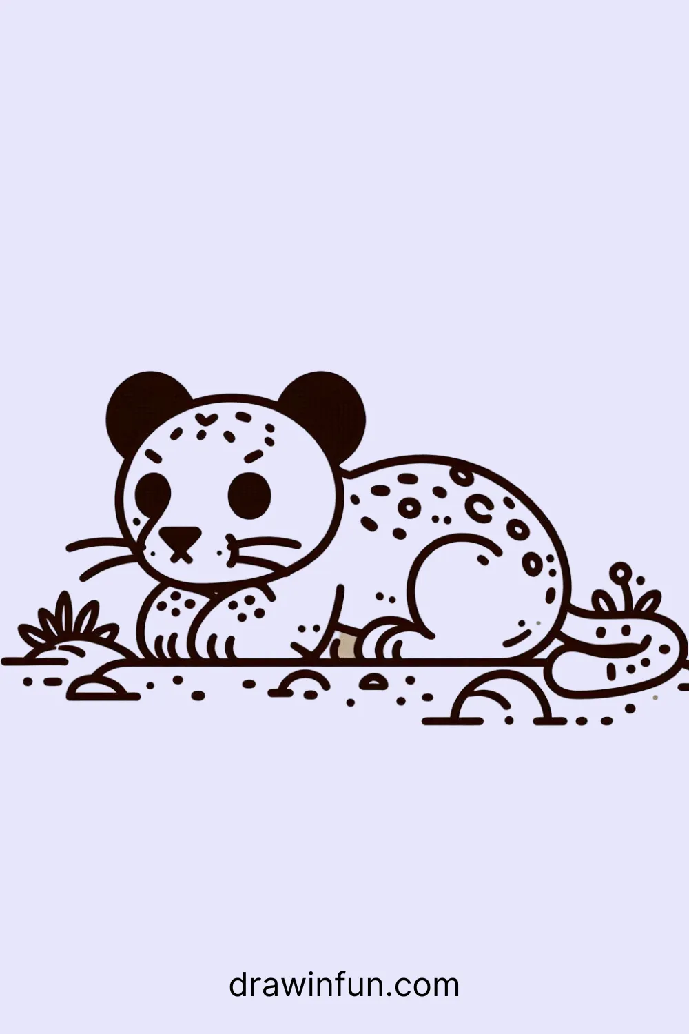 A jaguar crouching in hunting pose easy drawing