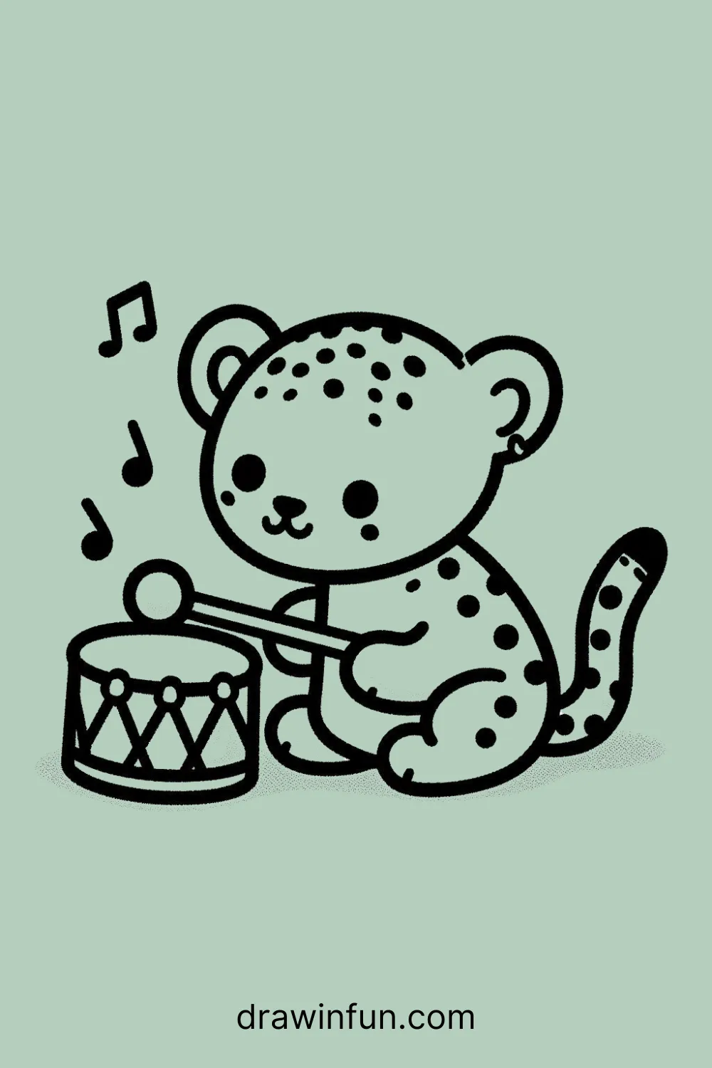 A jaguar playing with a drum easy drawing