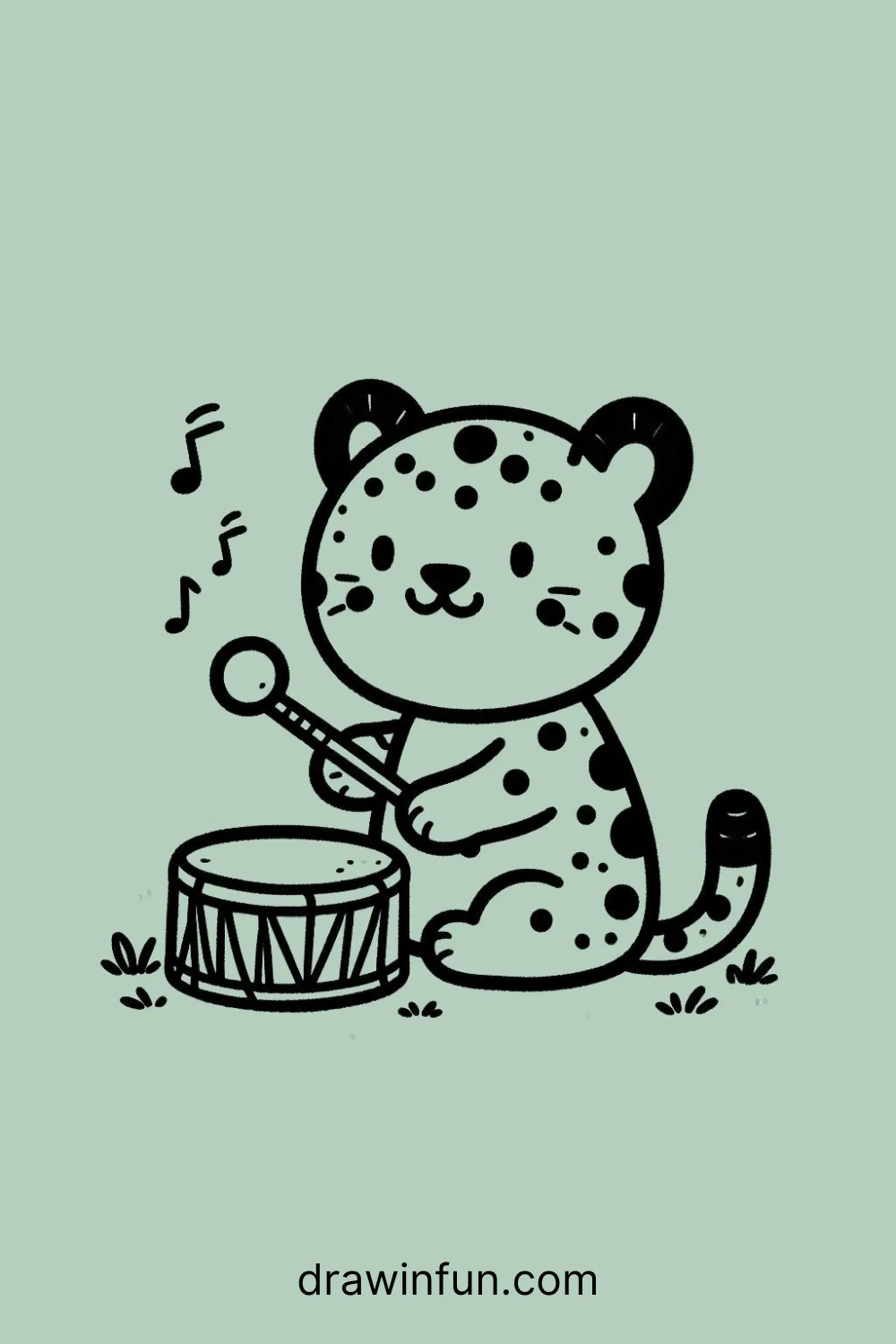 A jaguar playing with a drum easy drawing