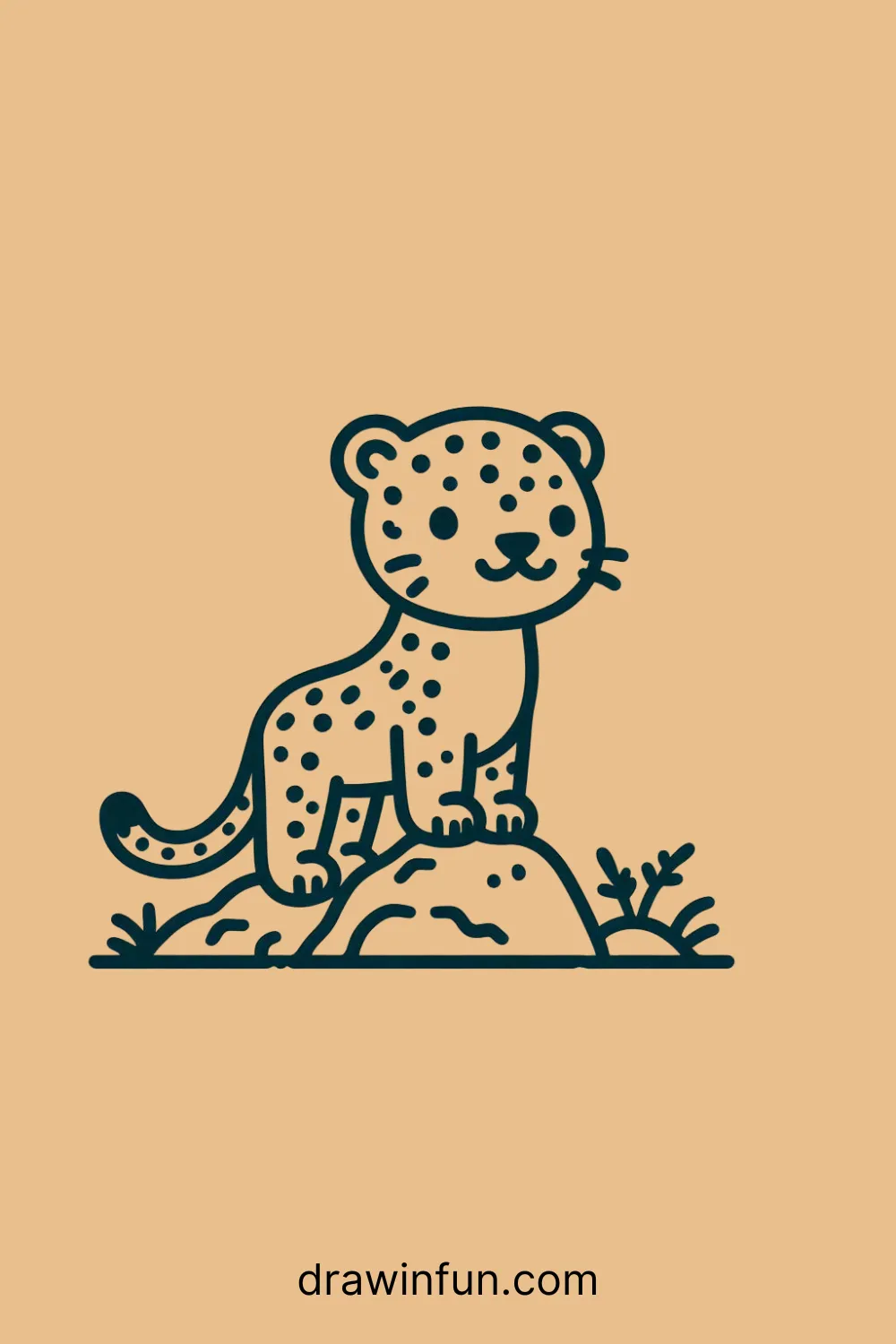 A jaguar standing on a rock easy drawing