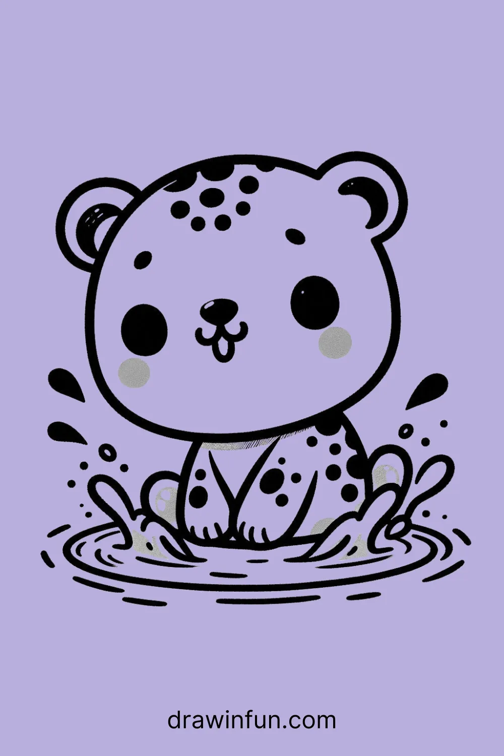 A jaguar splashing in a puddle easy drawing