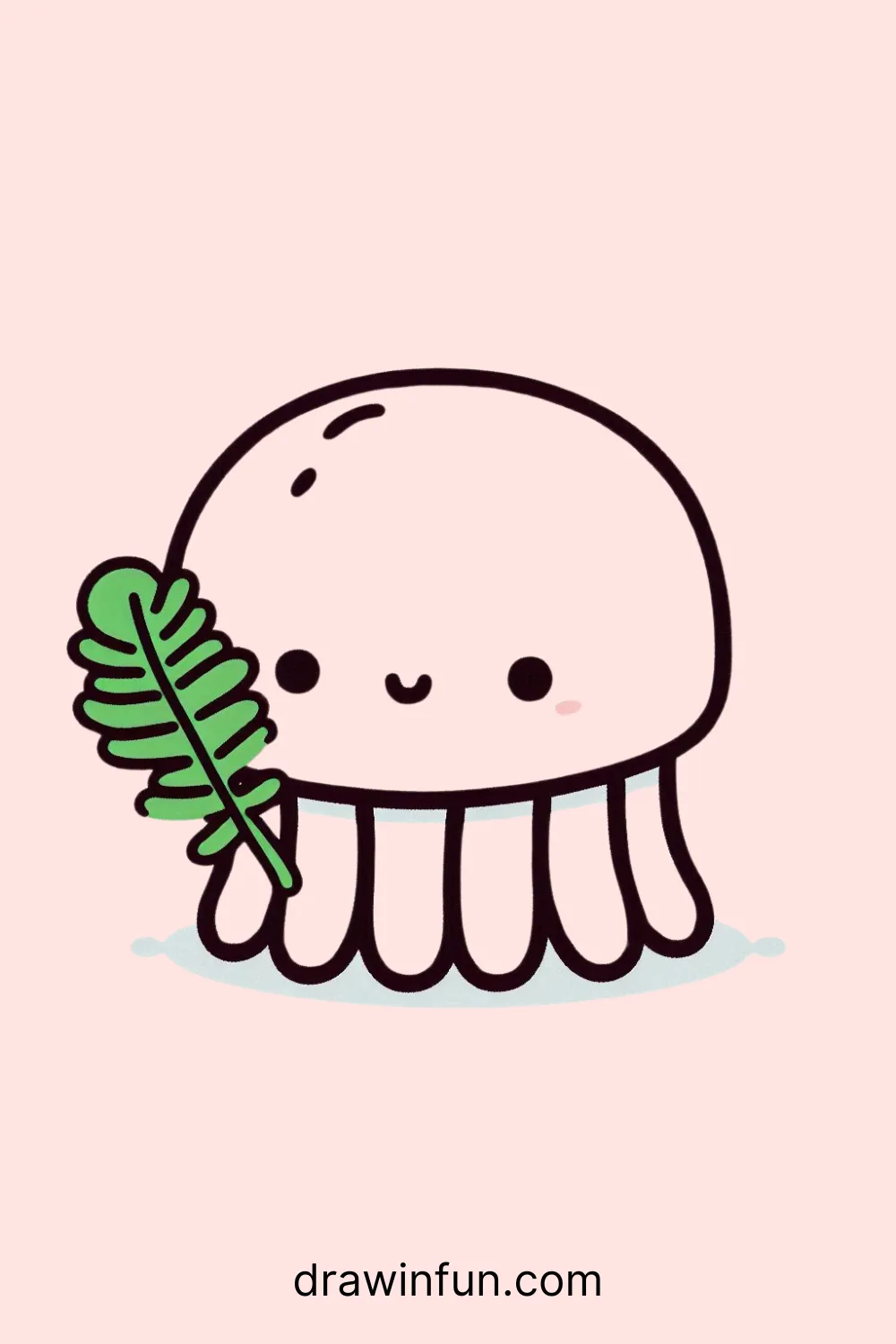 A jellyfish holding a seaweed easy drawing