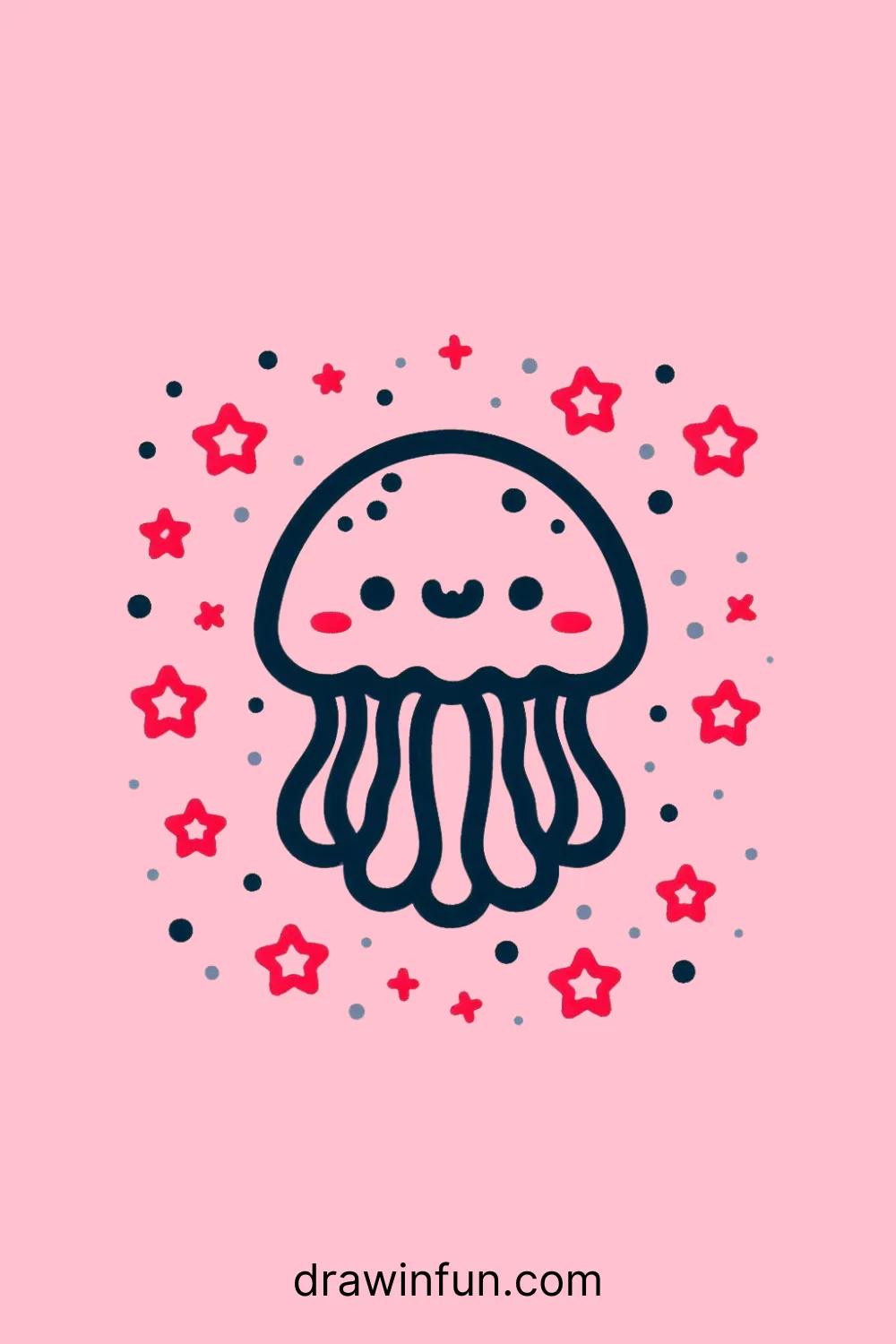 A jellyfish surrounded by stars easy drawing