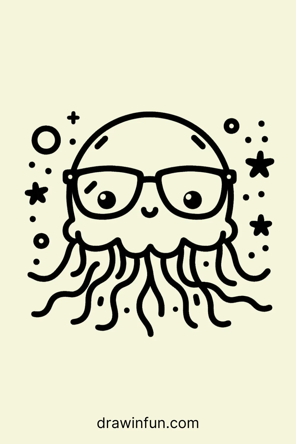 A jellyfish wearing glasses easy drawing