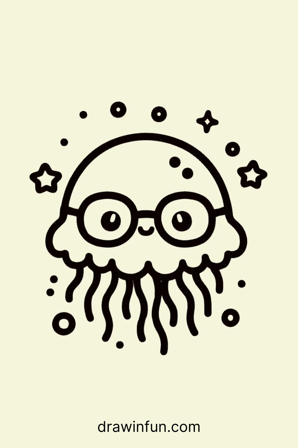 A jellyfish wearing glasses easy drawing