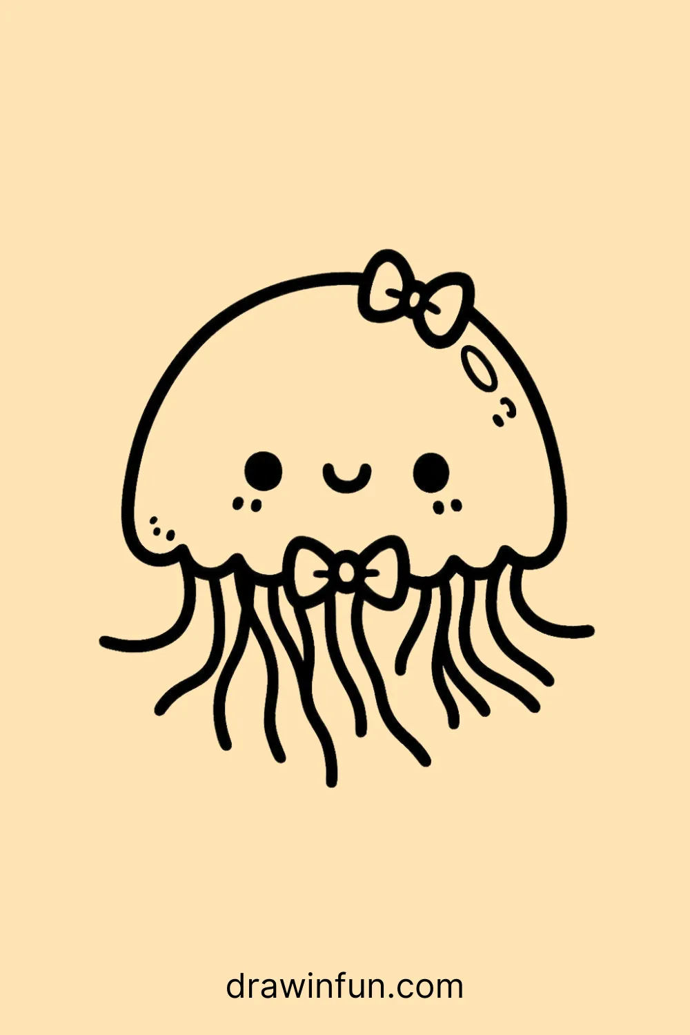 A jellyfish wearing a bow tie easy drawing