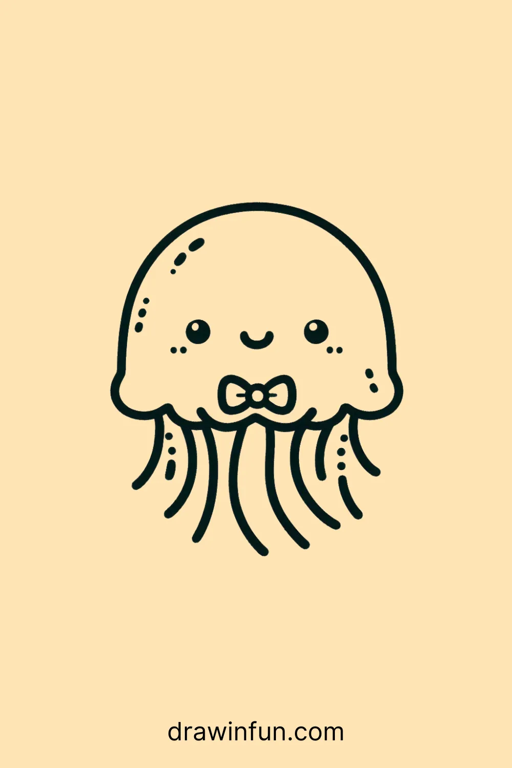 A jellyfish wearing a bow tie easy drawing