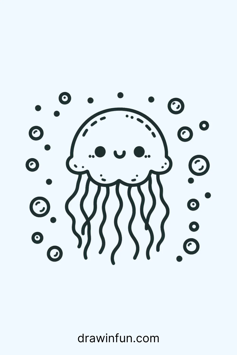 A jellyfish surrounded by bubbles easy drawing