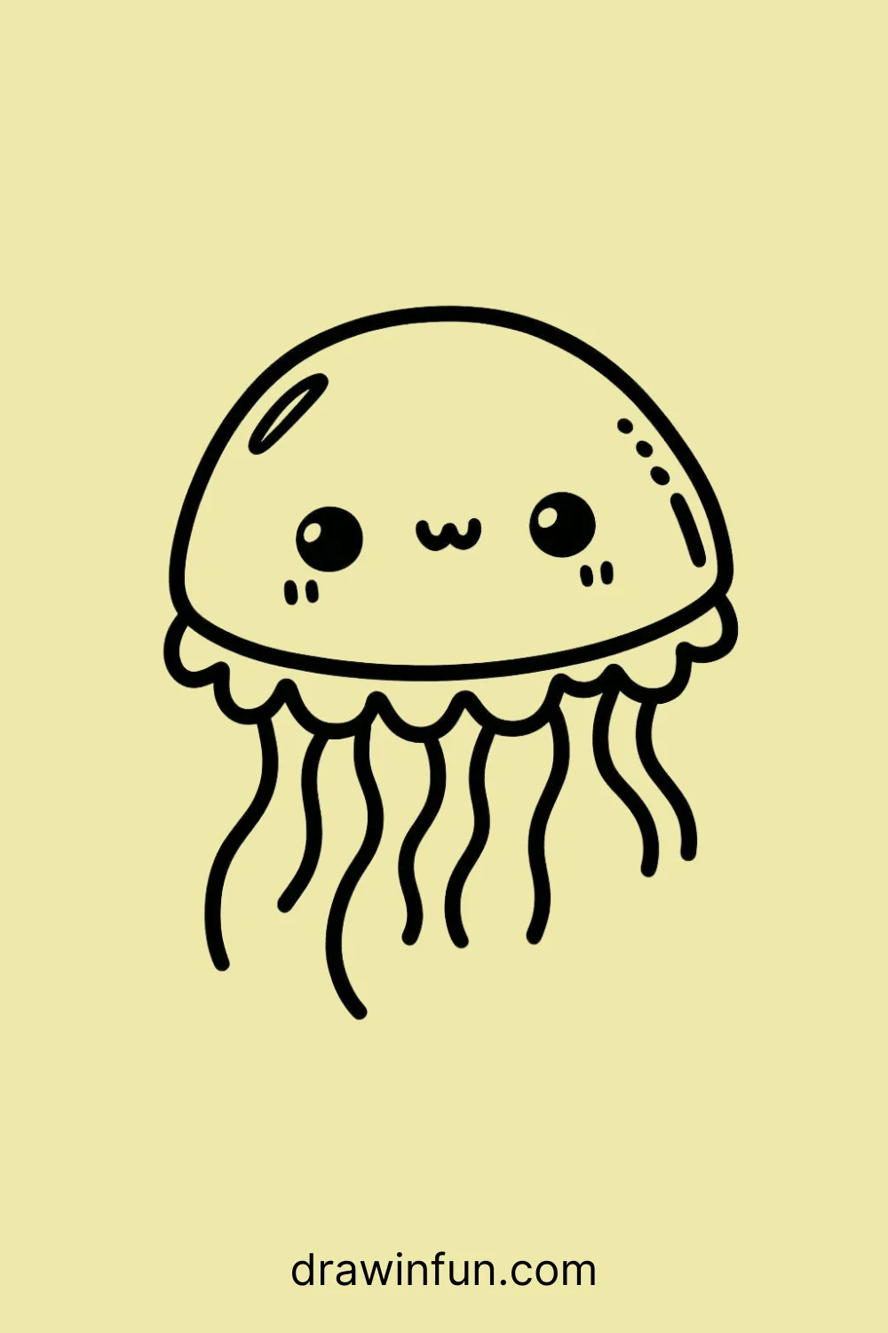 A jellyfish floating gently easy drawing