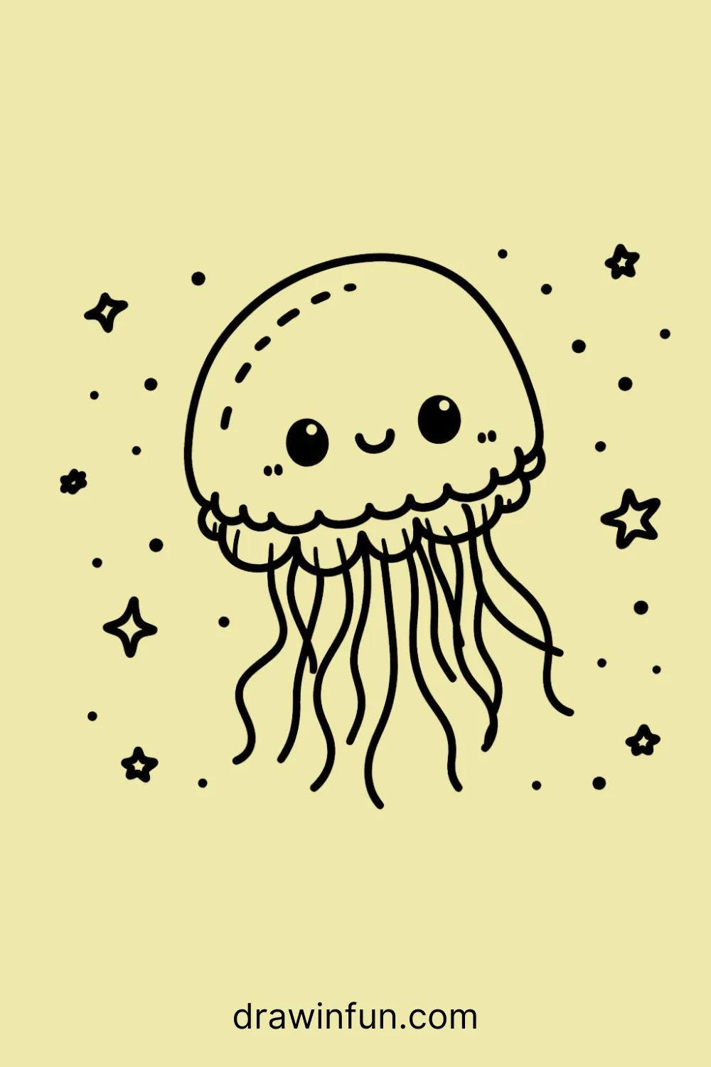 A jellyfish floating gently easy drawing