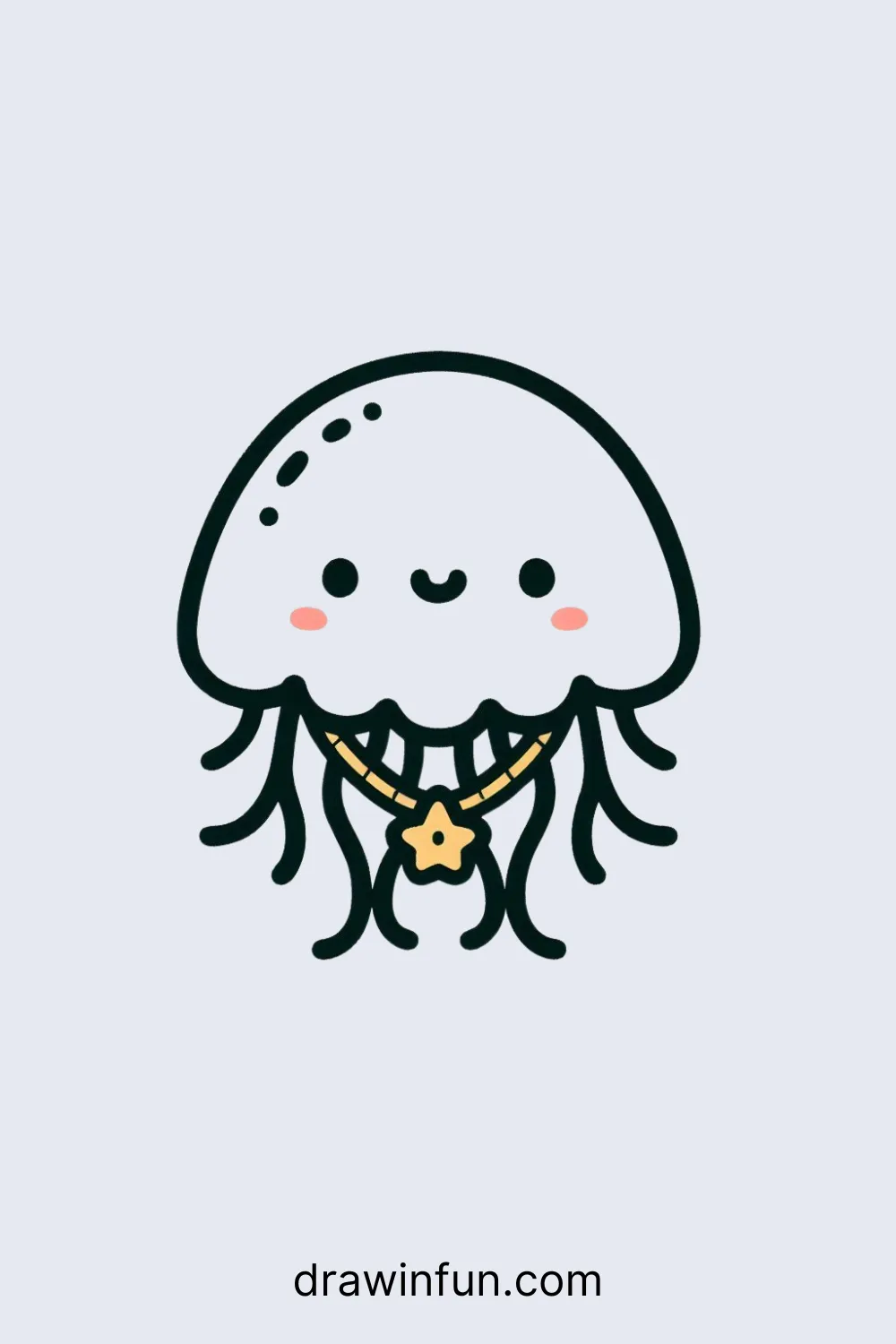 A jellyfish wearing a necklace easy drawing