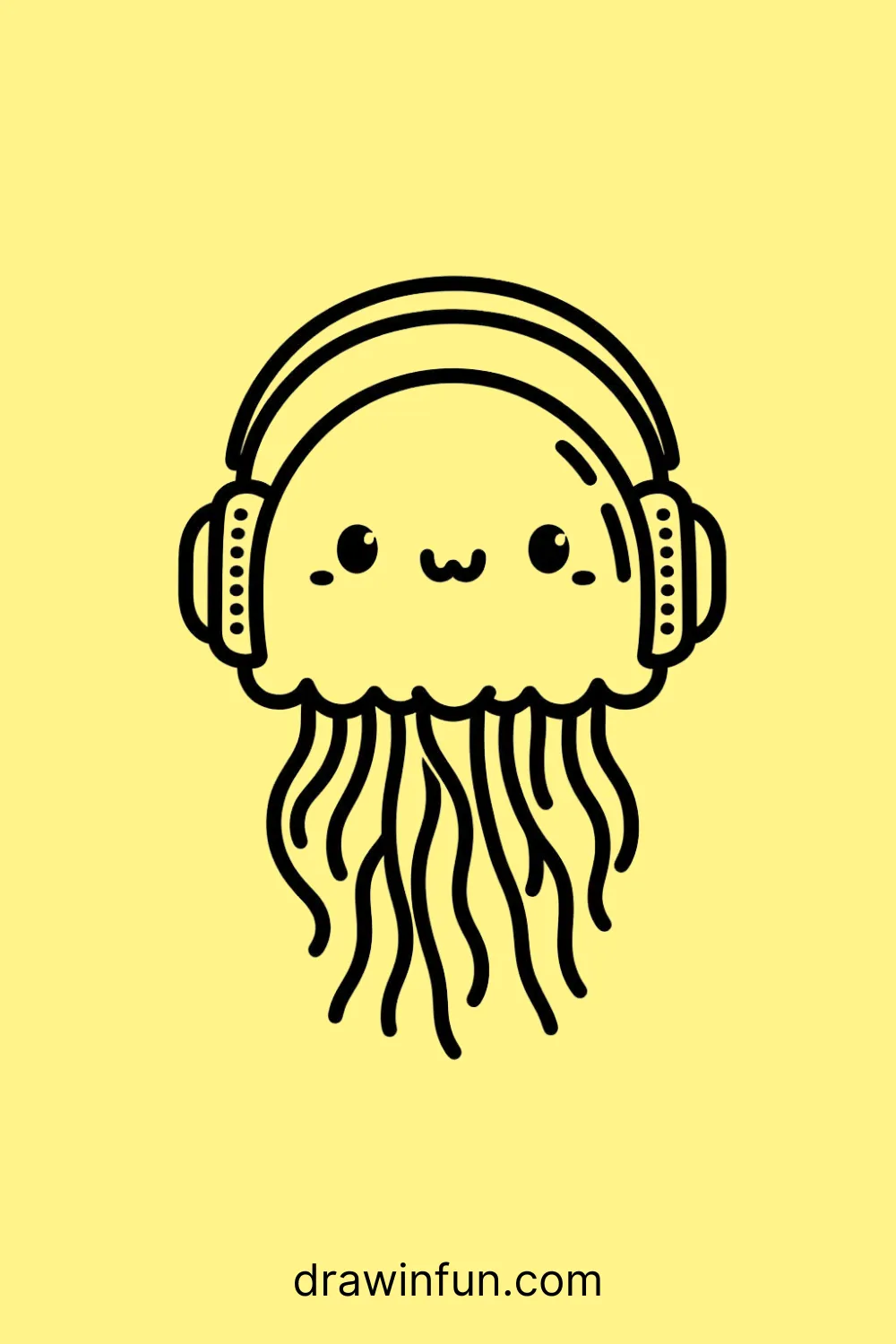 A jellyfish wearing headphone easy drawing