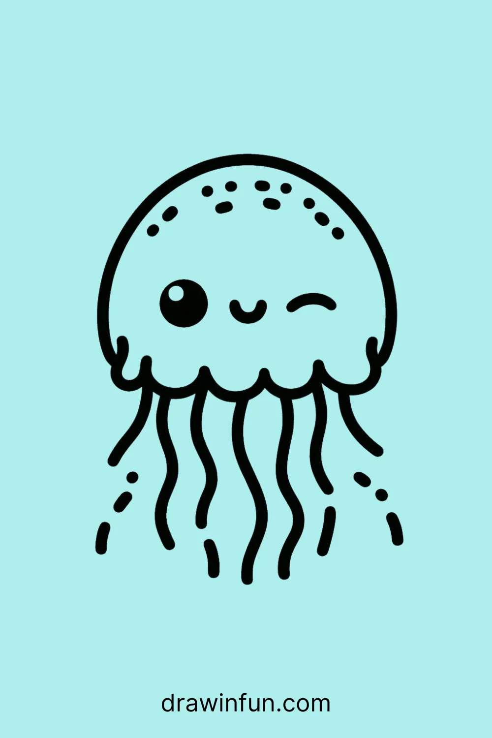 A jellyfish with a playful wink easy drawing