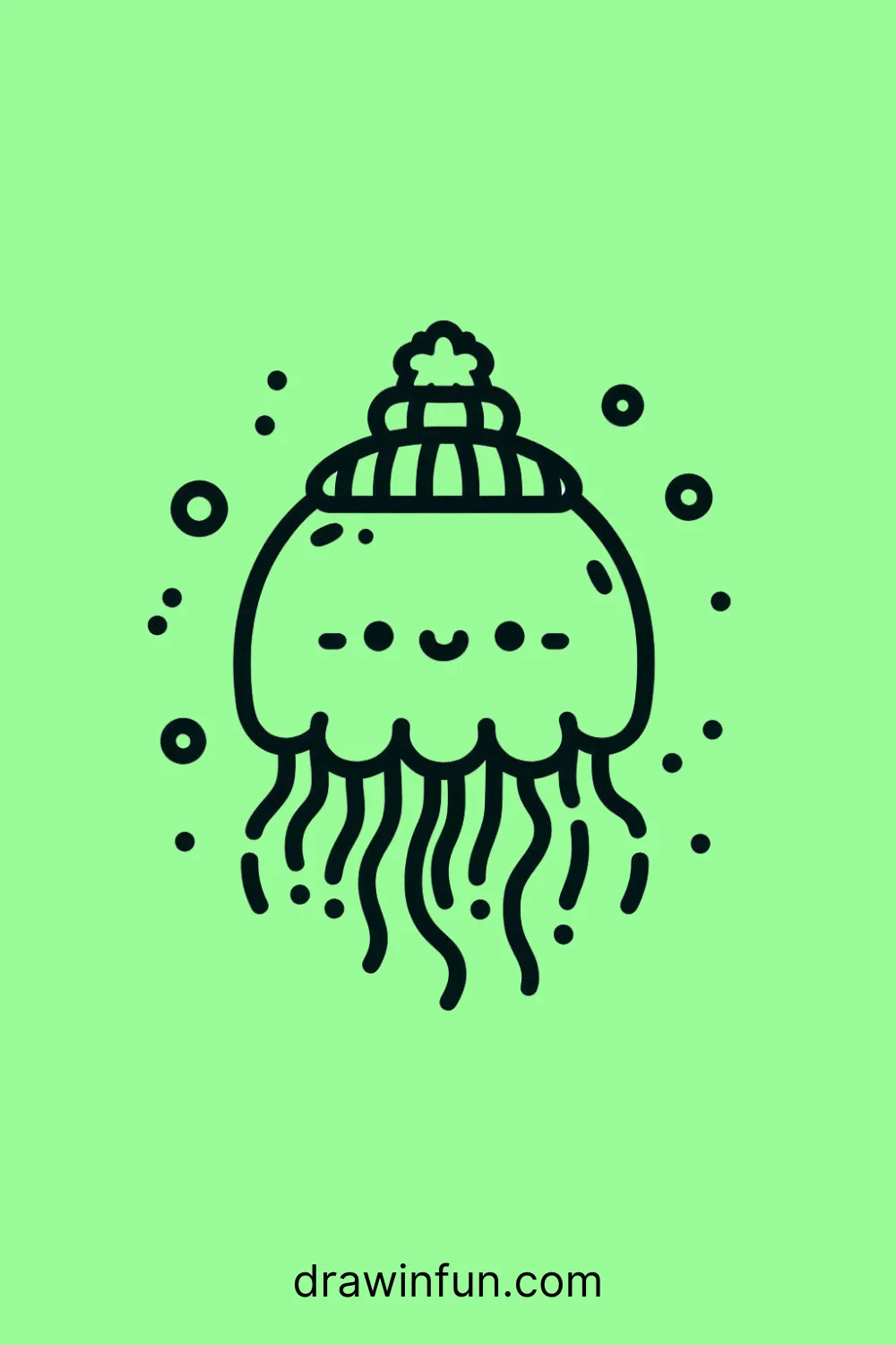 A jellyfish with a small hat easy drawing