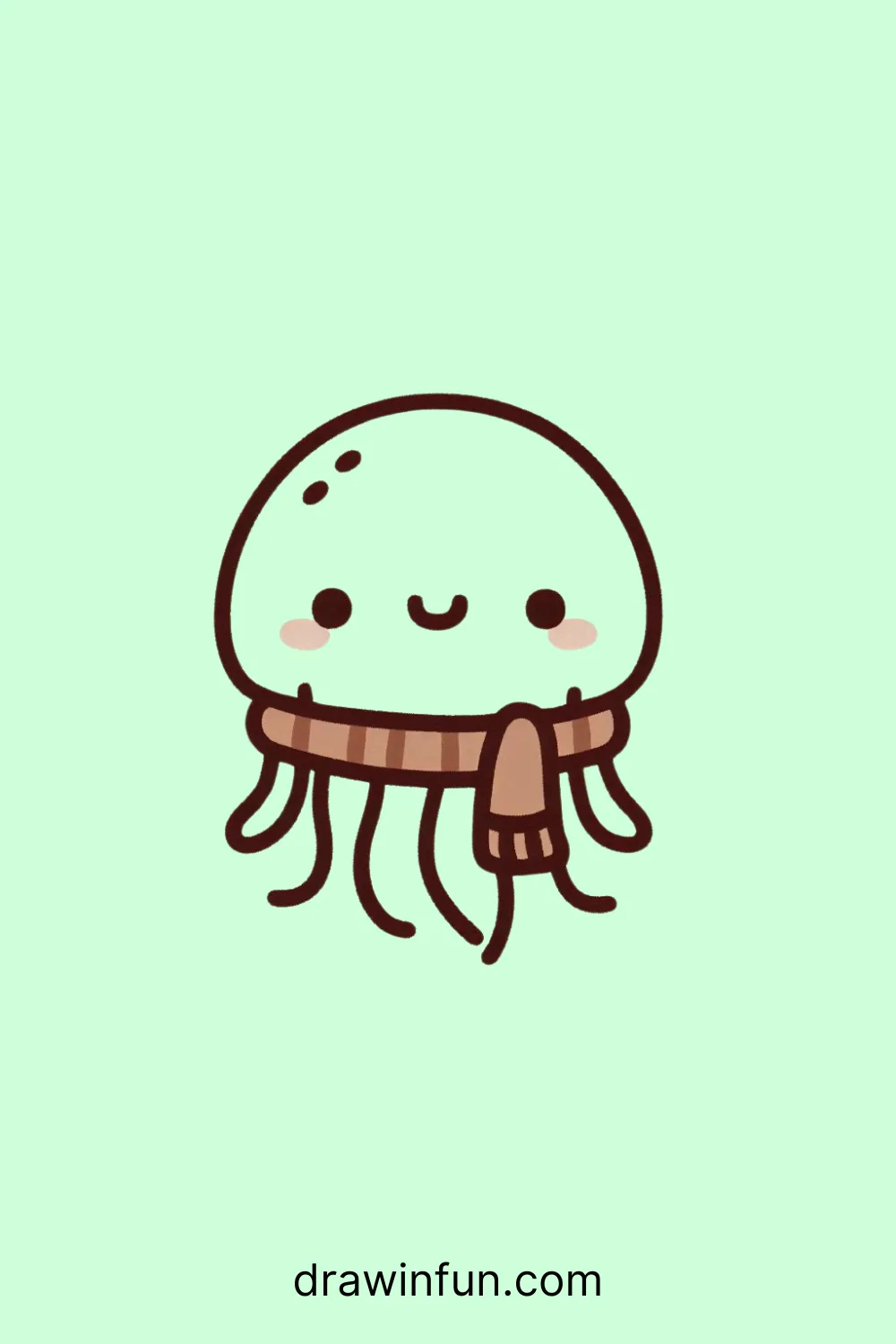 A jellyfish with a scarf easy drawing