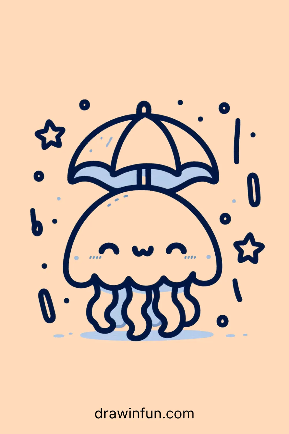 A jellyfish with a umbrella easy drawing