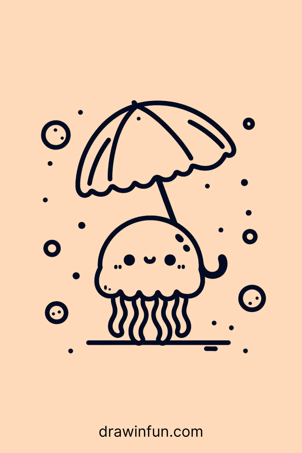 A jellyfish with a umbrella easy drawing