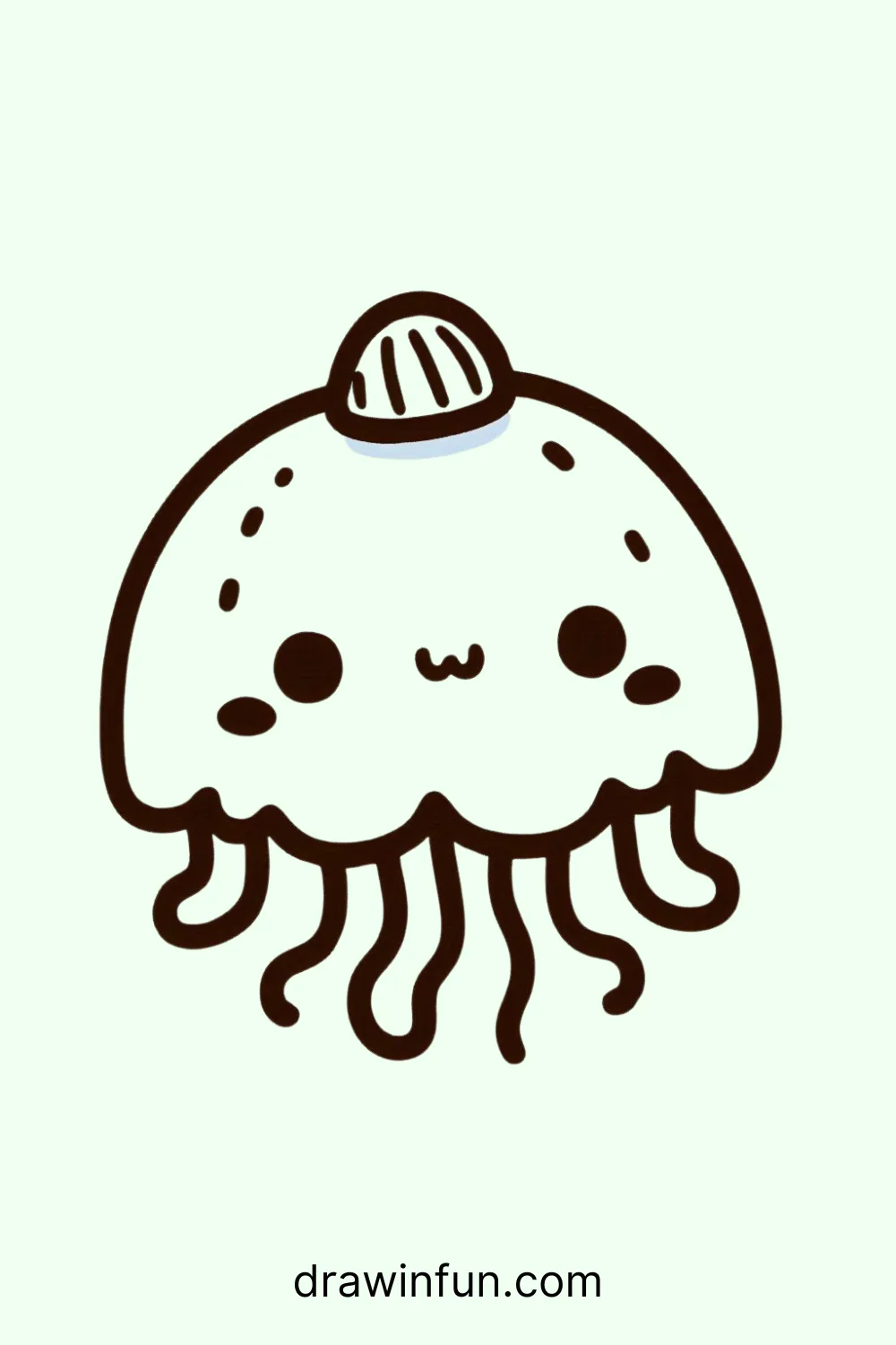 A jellyfish with a tiny seashell easy drawing