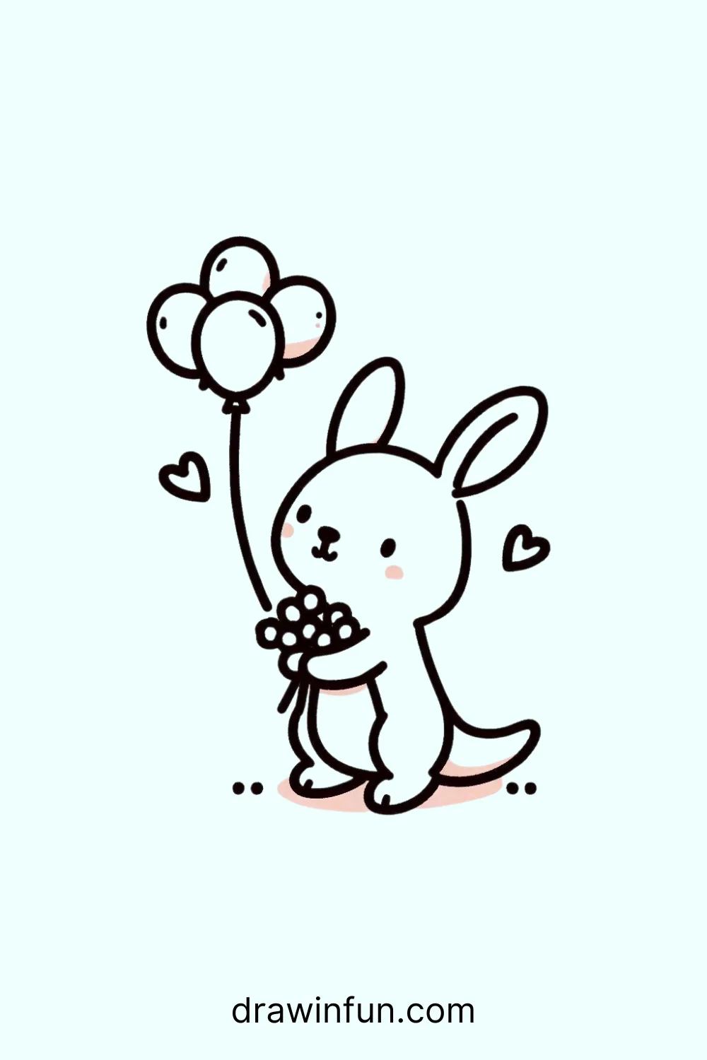 A kangaroo holding balloons easy drawing