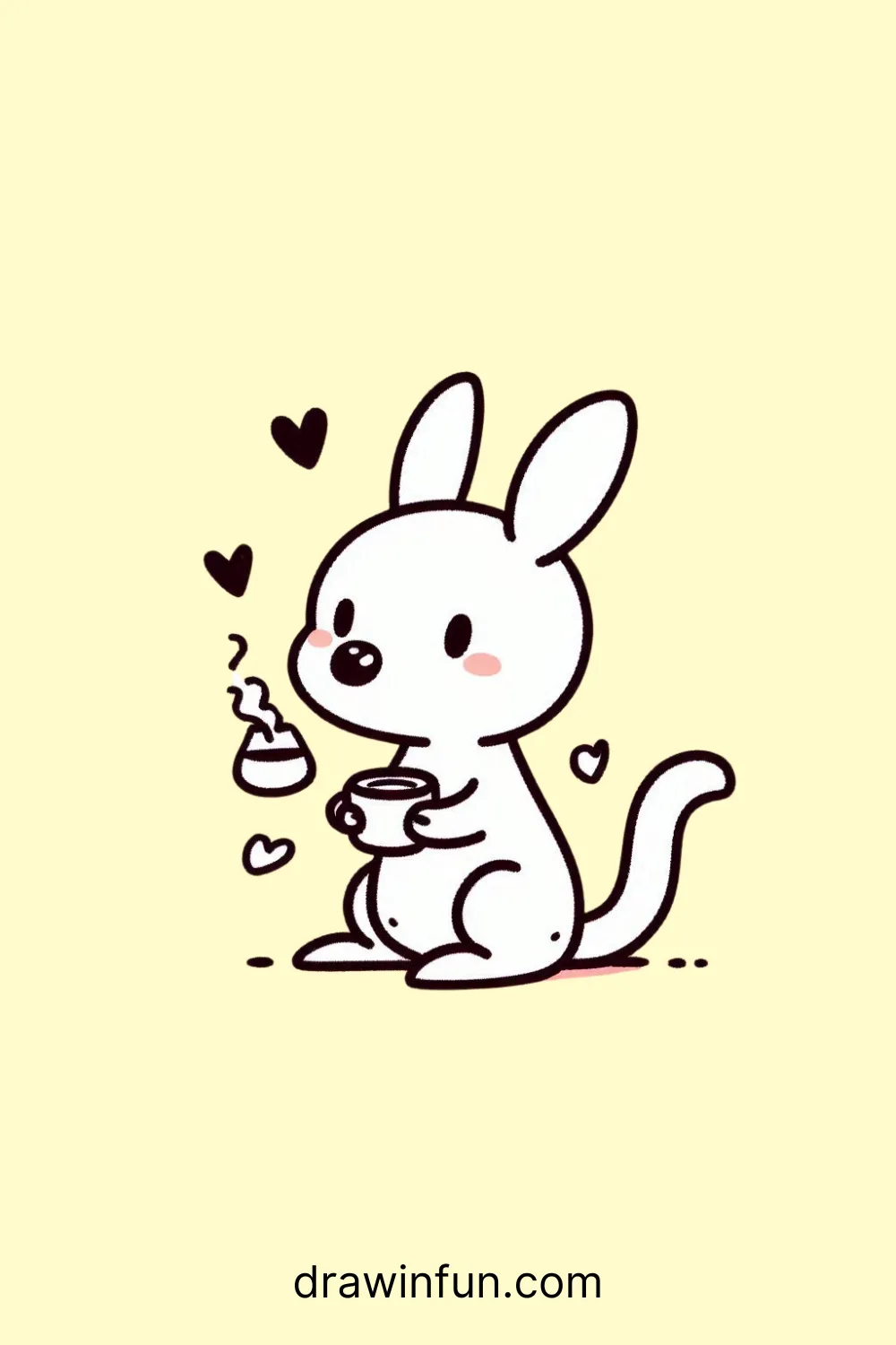 A kangaroo holding a cup of coffee easy drawing