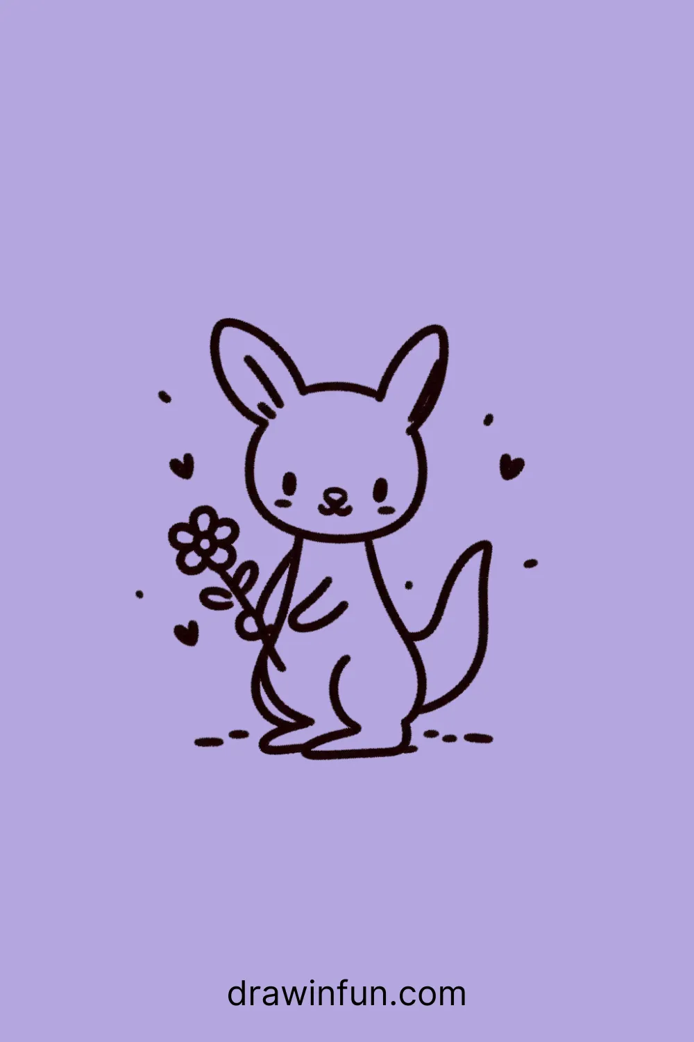 A kangaroo holding a flower easy drawing