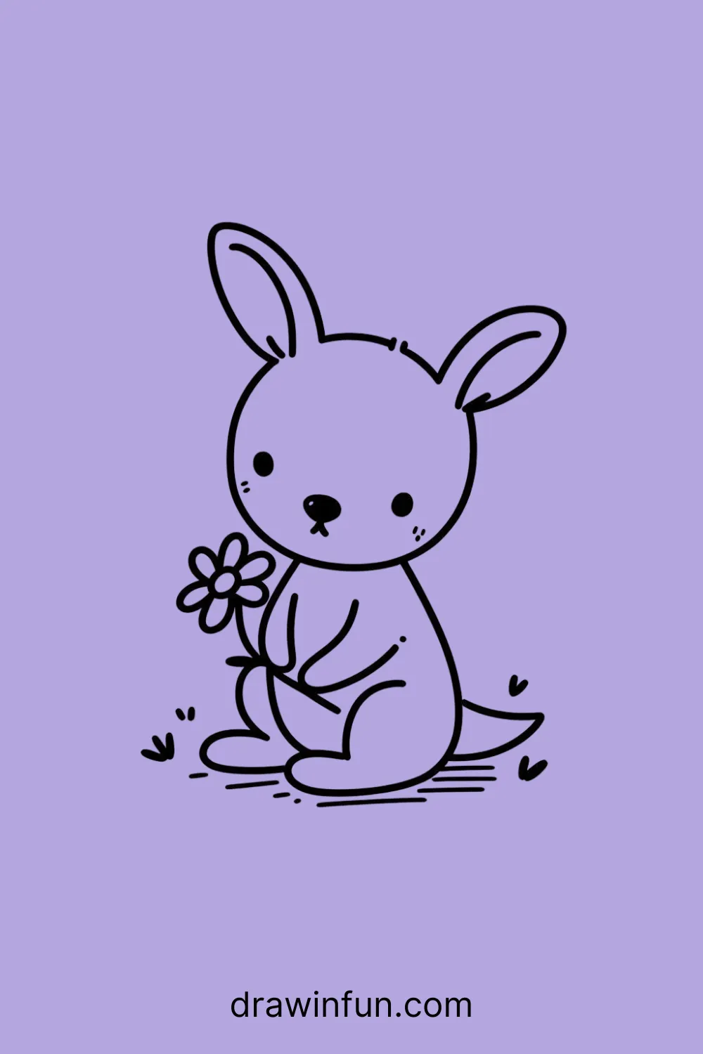 A kangaroo holding a flower easy drawing