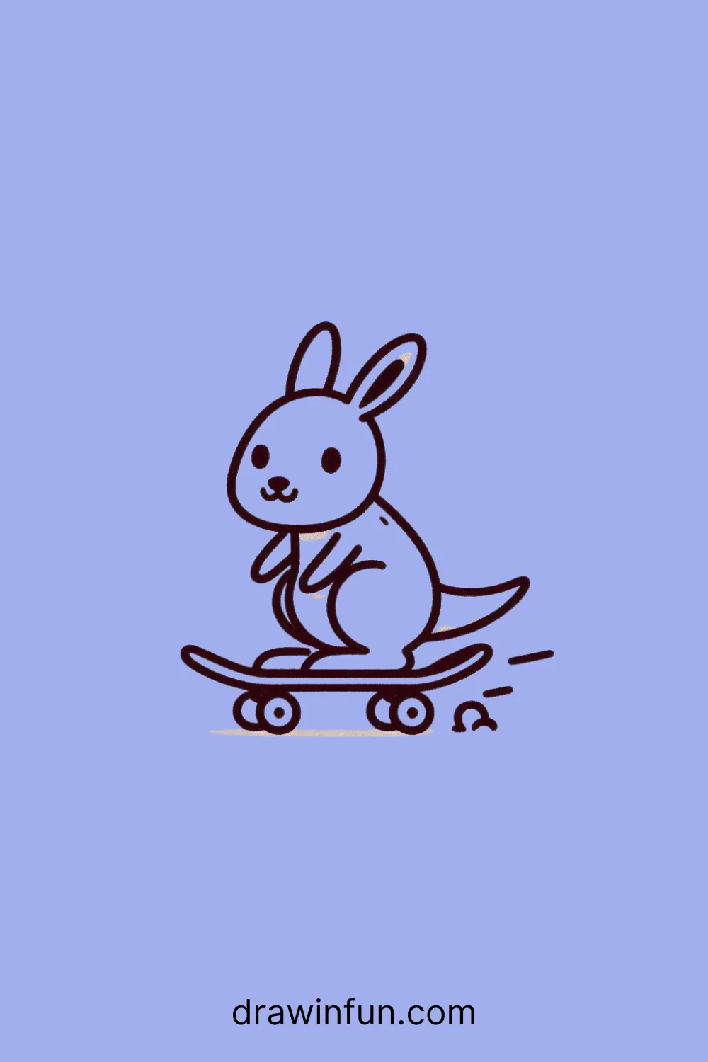 A kangaroo riding a skateboard easy drawing