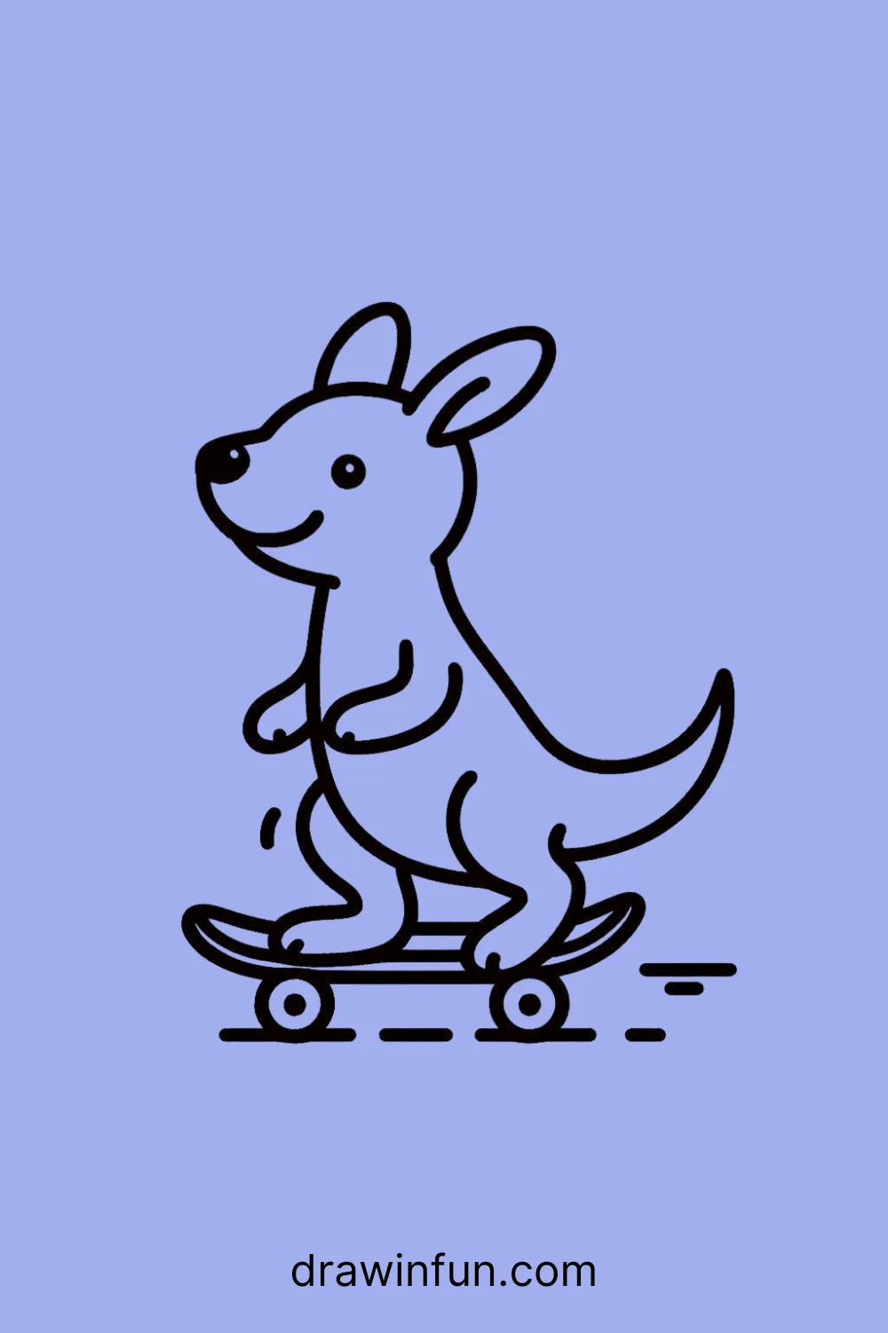 A kangaroo riding a skateboard easy drawing