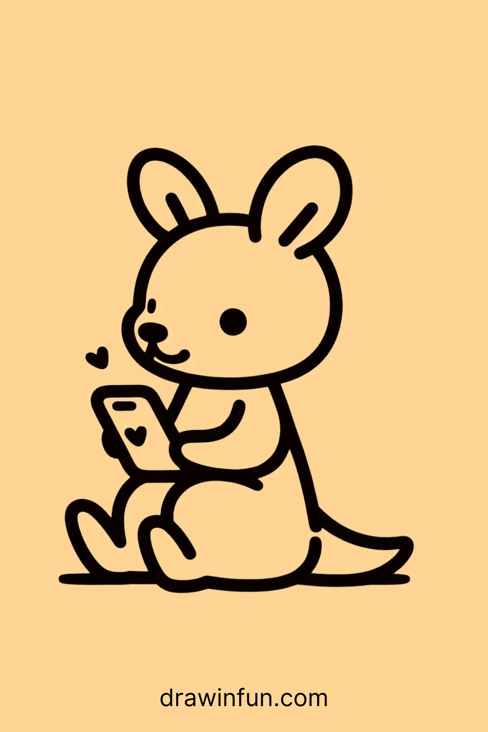 A kangaroo holding a smartphone easy drawing