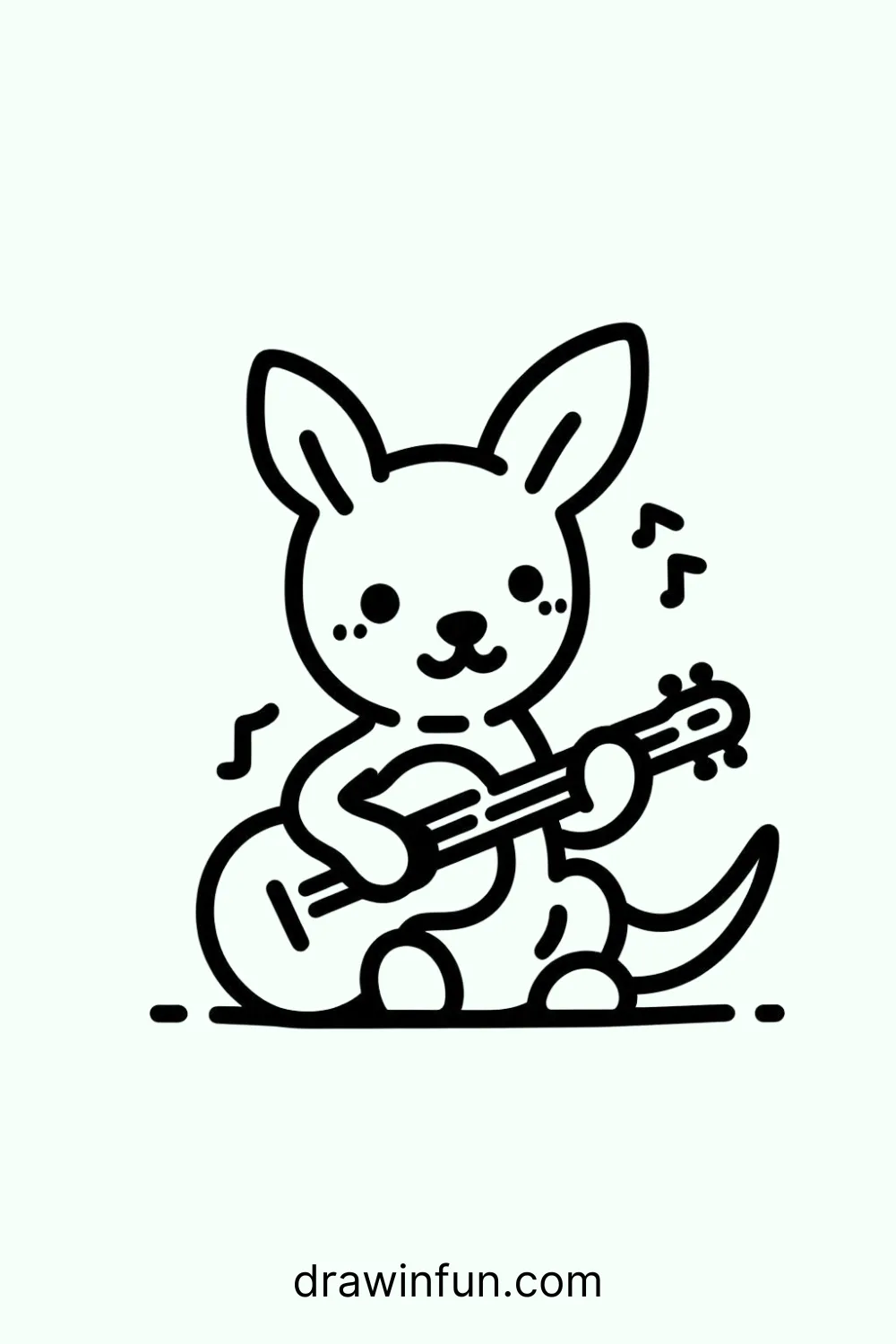 A kangaroo playing a guitar easy drawing