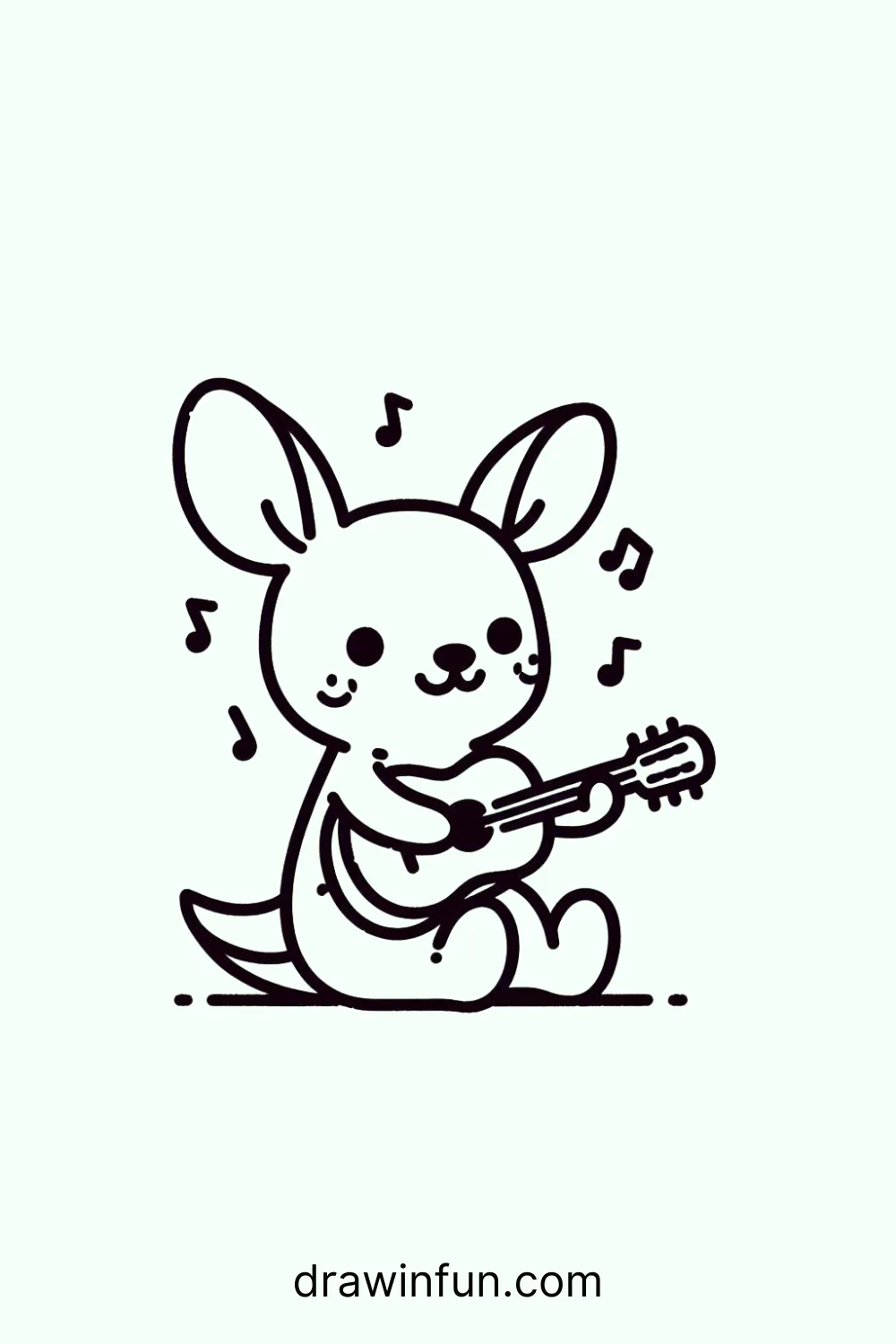 A kangaroo playing a guitar easy drawing