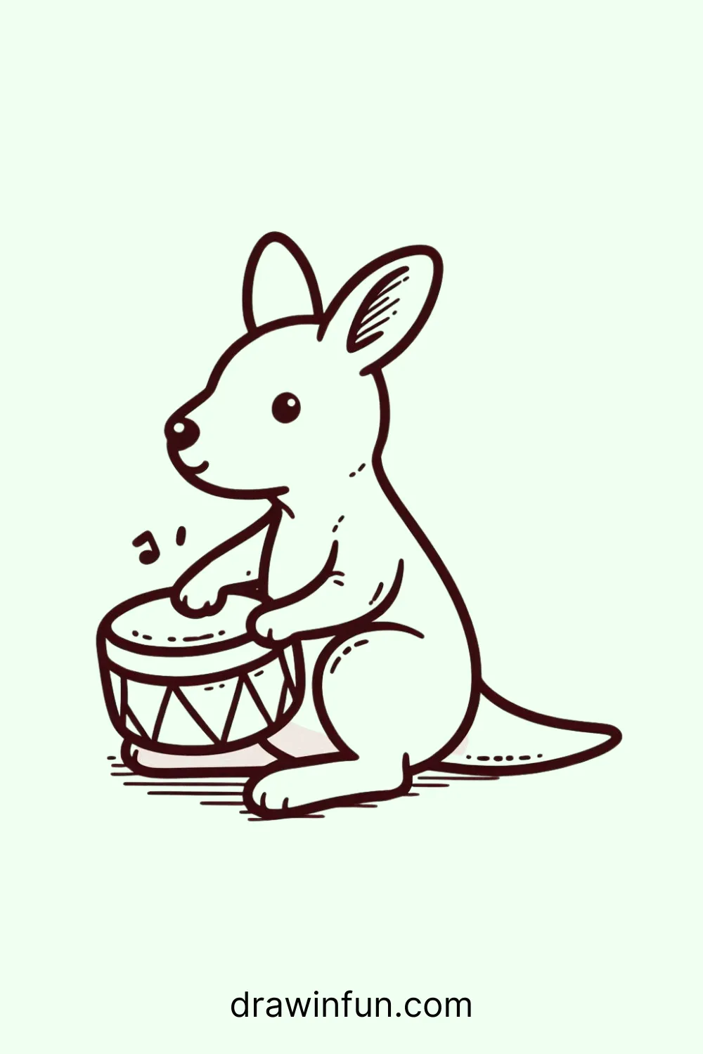 A kangaroo playing drum easy drawing