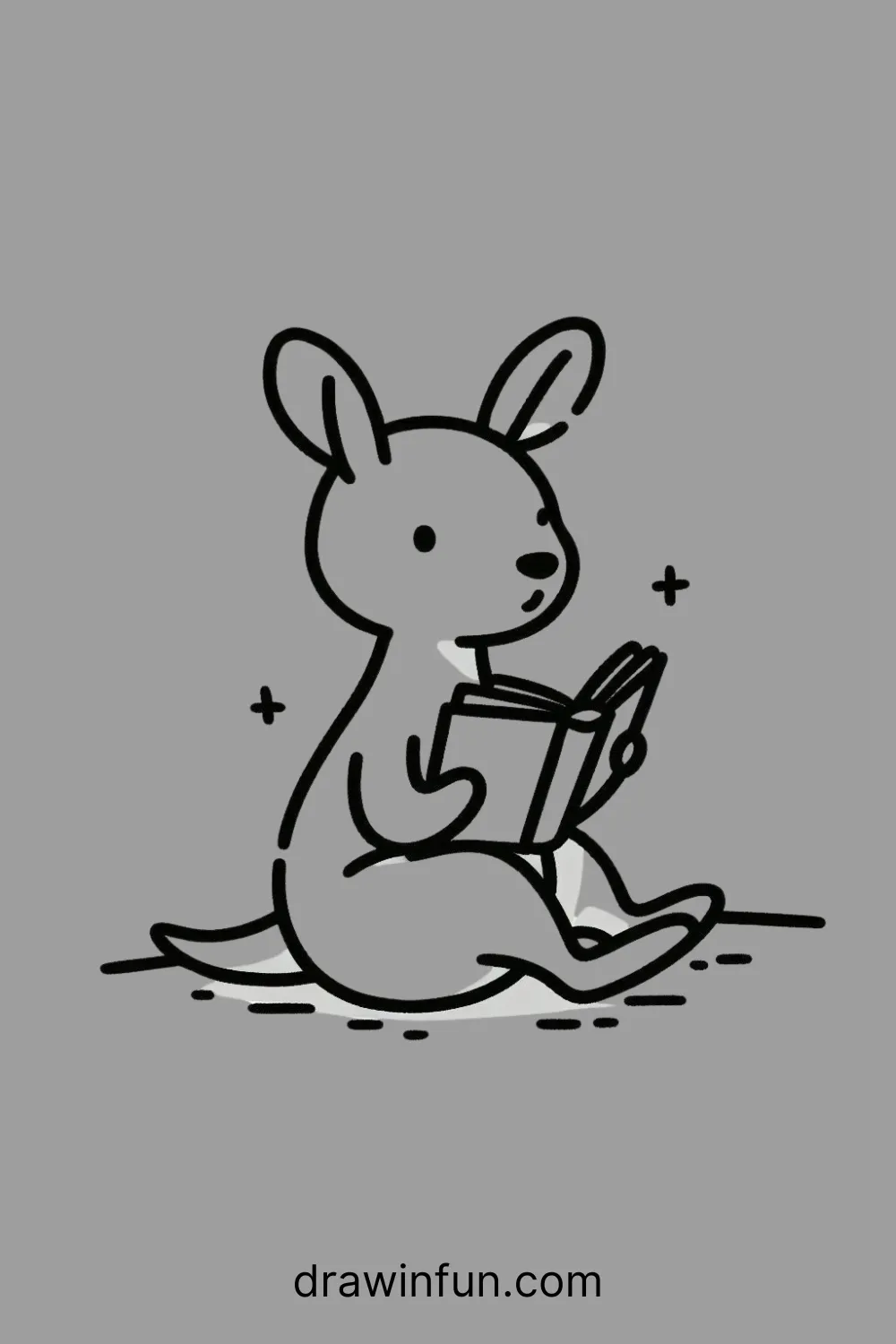 A kangaroo reading a book easy drawing