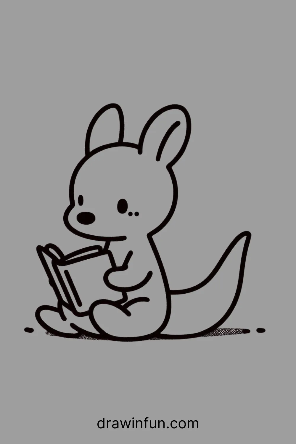 A kangaroo reading a book easy drawing