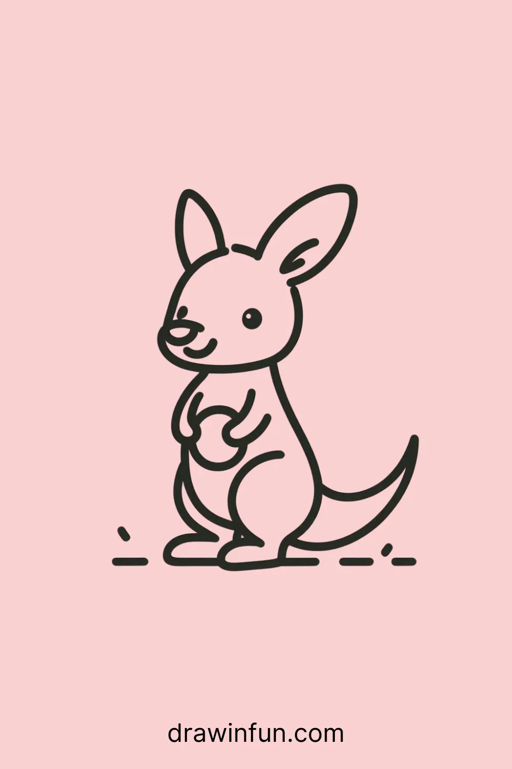 A kangaroo holding a ball easy drawing