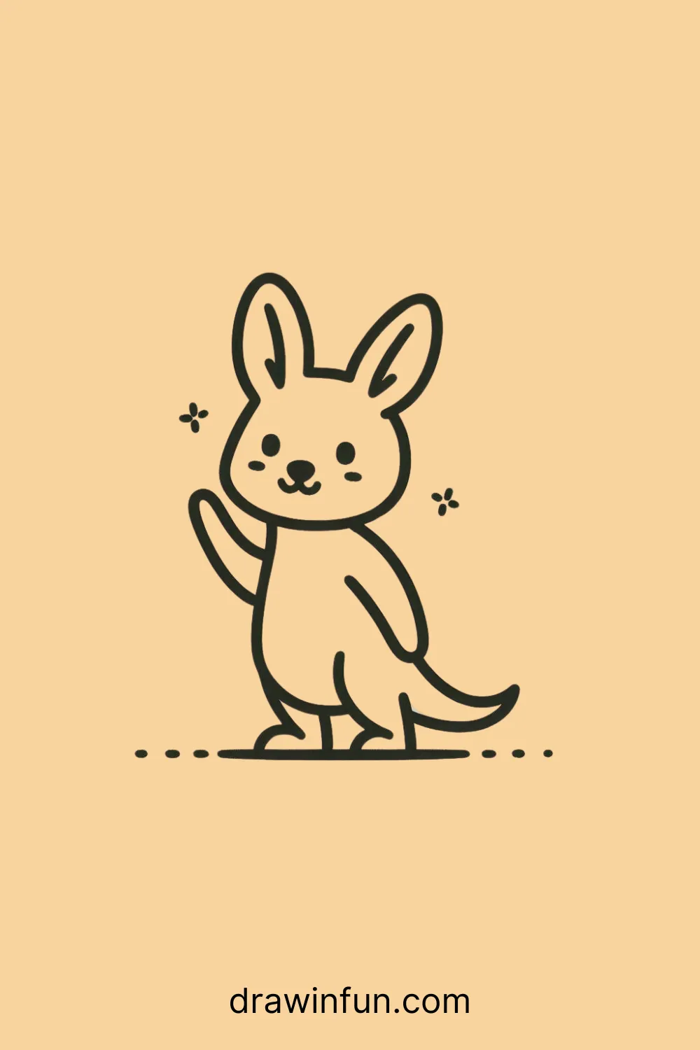 A kangaroo standing and waving easy drawing