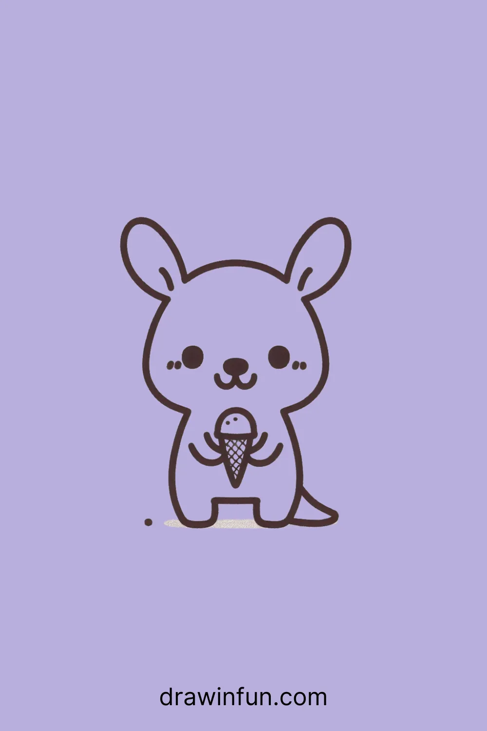 A kangaroo holding a ice cream easy drawing