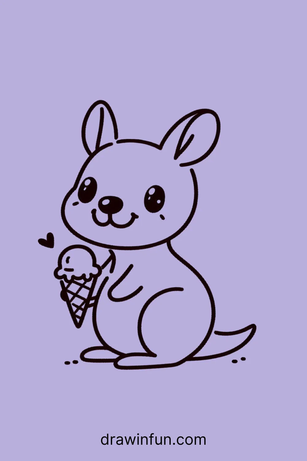 A kangaroo holding a ice cream easy drawing