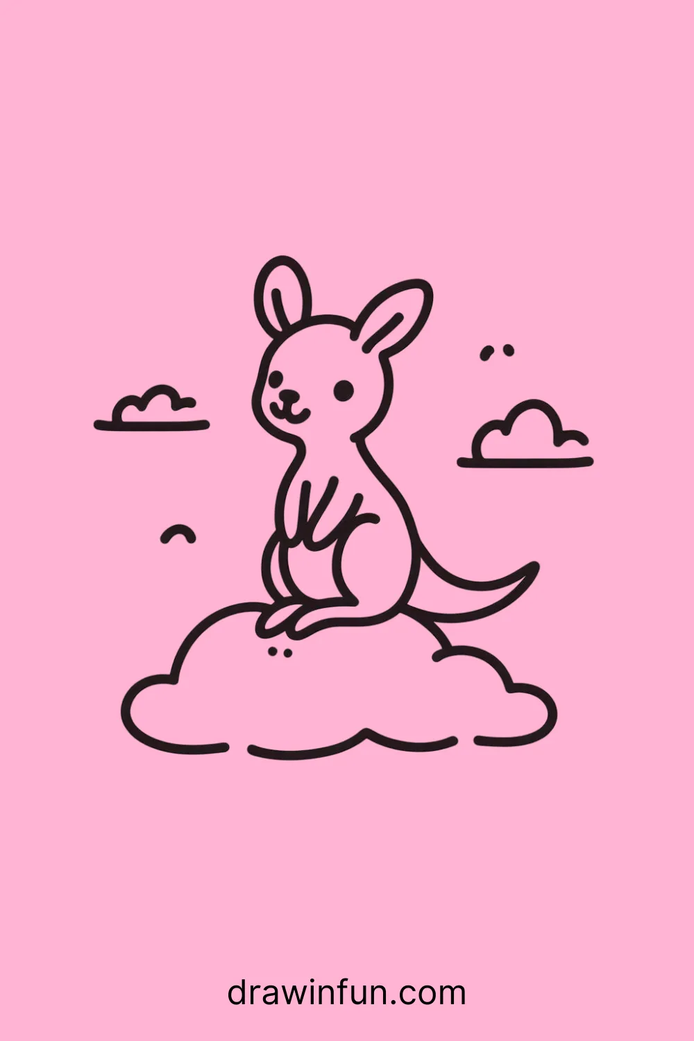 A kangaroo sitting on a cloud easy drawing