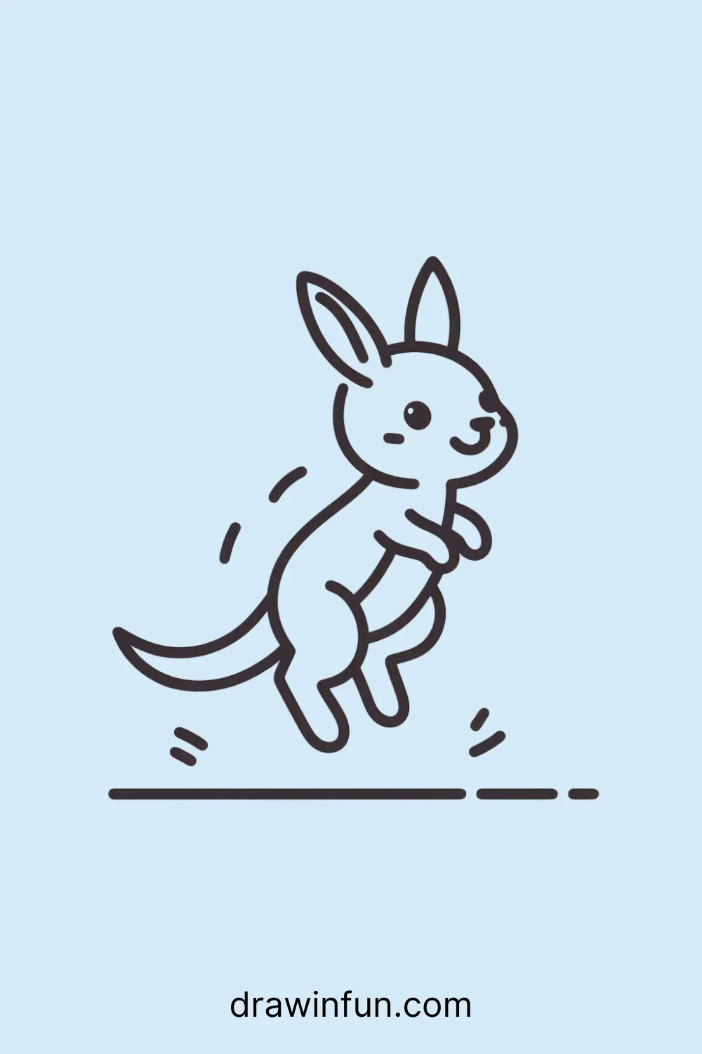 A kangaroo jumping in place easy drawing