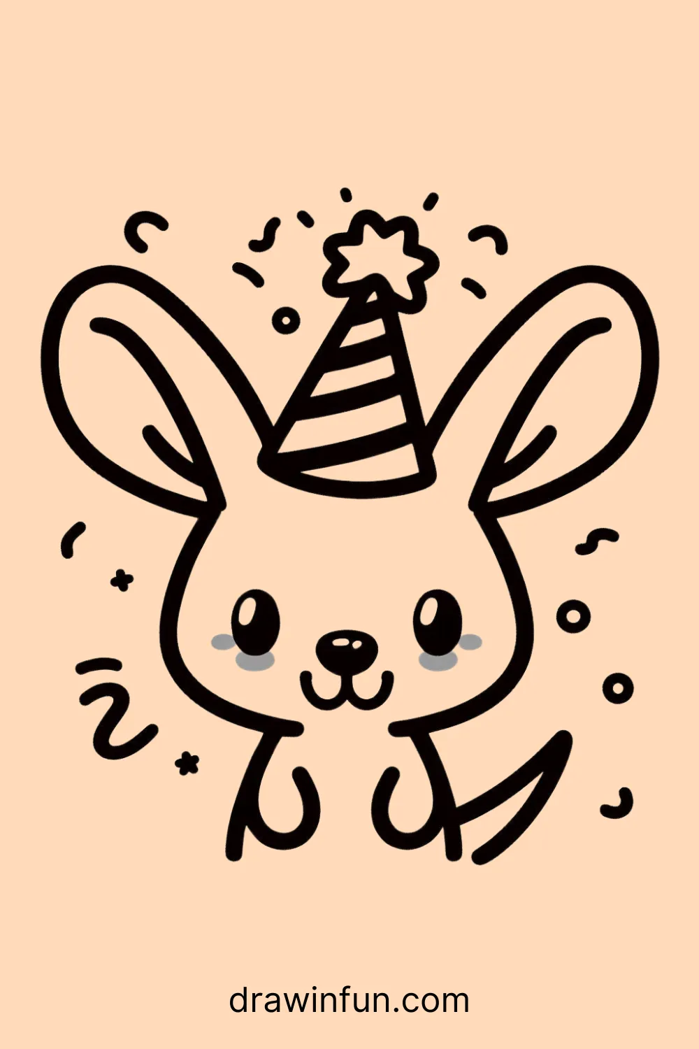 A kangaroo wearing a party hat easy drawing