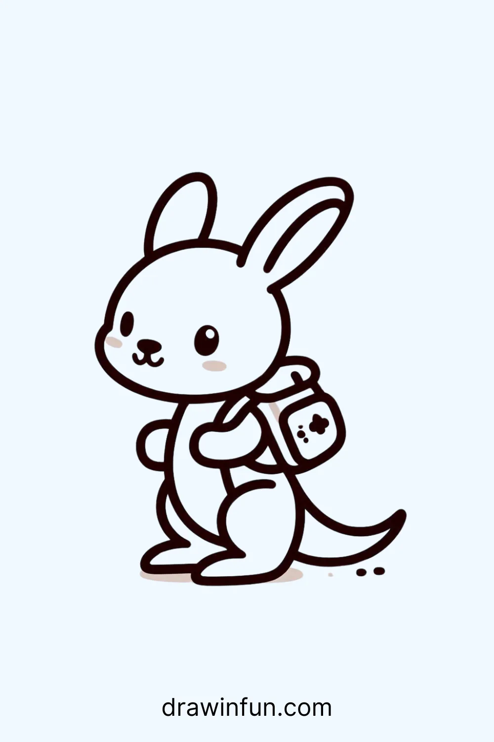 A kangaroo with a backpack easy drawing