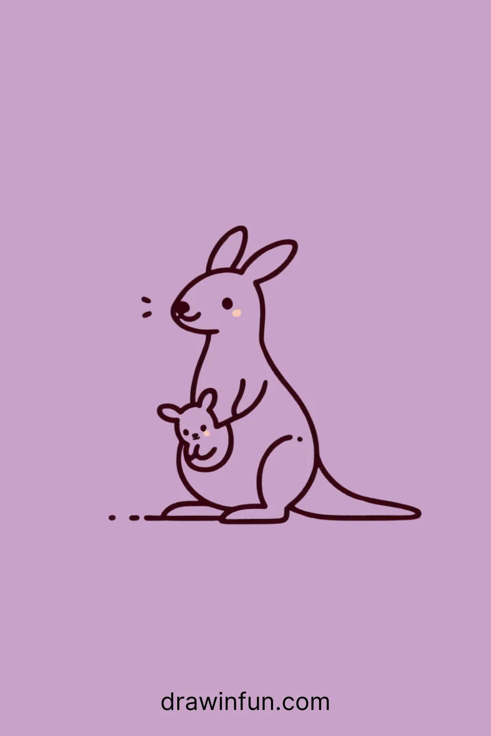 A kangaroo holding a joey easy drawing